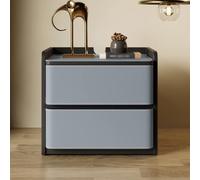 YVYKFZD Mesita de Noche Creativa, Mesitas Dormitorio, Mesilla de Noche de Madera con 2 cajones, Mesita Auxiliar de pie envueltas en Cuero, no Requiere ensamblaje(Light Blue,50cm/19.6")