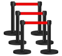 YVYKFZD Poste Separador con cinturones retráctiles, juego de Postes Separadores comerciales, Barreras de Seguridad de control de multitudes de alta resistencia(2m/6.5ft Black,6 Pack)
