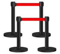 YVYKFZD Poste Separador con cinturones retráctiles, juego de Postes Separadores comerciales, Barreras de Seguridad de control de multitudes de alta resistencia(5m/16.4ft Black,4 Pack)