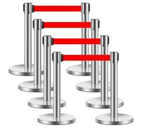 YVYKFZD Poste Separador con cinturones retráctiles, juego de Postes Separadores comerciales, Barreras de Seguridad de control de multitudes de alta resistencia(5m/16.4ft Silver,8 Pack)