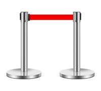 YVYKFZD Poste Separador con cinturones retráctiles, juego de Postes Separadores comerciales, Barreras de Seguridad de control de multitudes de alta resistencia(2m/6.5ft Silver,2 Pack)