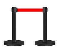 YVYKFZD Poste Separador con cinturones retráctiles, juego de Postes Separadores comerciales, Barreras de Seguridad de control de multitudes de alta resistencia(5m/16.4ft Black,2 Pack)