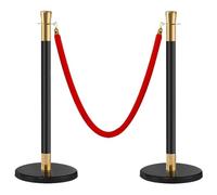 YVYKFZD Poste Separador de acero inoxidable, Postes Separadores con cuerdas de terciopelo de 4,9 pies, Barreras de Seguridad de cuerda de puntal de control de multitudes(Black gold,2 Pack)