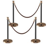 YVYKFZD Poste Separador de acero inoxidable, Postes Separadores de control de multitudes con cuerda marrón de 4,9 pies, Barreras de Seguridad resistente, for museos(4 Pack)