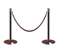 YVYKFZD Poste Separador Robustos, Postes Separadores con Cuerda Marrón de 4.9 Pies, Barreras de Seguridad Control de Multitudes de Acero Inoxidable, Base de Metal Sólido(2 Pack)