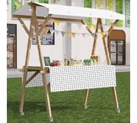 YVYKFZD Puesto de Mercado móvil, Carrito de Comida Callejera de Madera con Ruedas, Puesto de Vendedor Plegable for Exteriores, Carrito de Exhibición for Calle y Eventos(White 1,120cm/47.2")