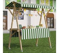 YVYKFZD Puesto de Mercado móvil, Carrito de Comida Callejera de Madera con Ruedas, Puesto de Vendedor Plegable for Exteriores, Carrito de Exhibición for Calle y Eventos(Green 1,120cm/47.2")