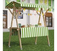 YVYKFZD Puesto de Mercado móvil, Carrito de Comida Callejera de Madera con Ruedas, Puesto de Vendedor Plegable for Exteriores, Carrito de Exhibición for Calle y Eventos(Green 3,120cm/47.2")