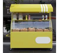 YVYKFZD Puesto de Mercado móvil, Carrito de Comida Callejera Metal, Puesto de Vendedor portátil con Ruedas, Carrito de Exhibición Ideal for Eventos y Calles(Giallo)