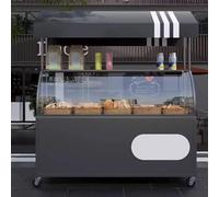 YVYKFZD Puesto de Mercado móvil, Carrito de Comida Callejera Metal, Puesto de Vendedor portátil con Ruedas, Carrito de Exhibición Ideal for Eventos y Calles(Nero)