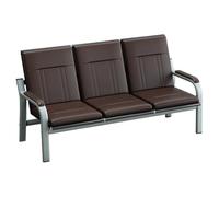 YVYKFZD Sillas de Recepción Des 3 plazas, Sillas para Sala de Espera Cuero sintético, Banco Des recepción en oficinas, Silla para Invitados con Brazos, Paras Bancos(Brown,Leather Armrests)