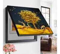 YVYKFZD Tapa Cuadro Eléctrico Decorativo, Cubre Cuadro Eléctrico montada en la pared, Cuadros para Tapar Cuadros Electrico, medidor eléctrico pintura decorativa oculto(Black E,60x80cm/23.6"x31.5")