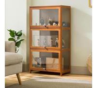 Ywanwj Caja Metacrilato Expositor, Vitrina Transparente Grande, Acrílico Vitrina Cristal, Vitrinas de Cristal con Puerta Magnética y Manija, para Estudio Dormitorio Oficina Marrón 106×80×32cm