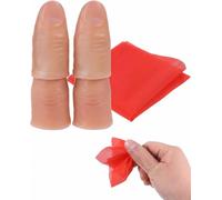 YWAYNU 4 Dedos Mágicos Borras con Pañuelo Rojo, Hiperrealistas para Trucos de Magia e Ilusiones de Cerca, Kit Completo y Listo para Usar en Fiestas o Escenificaciones