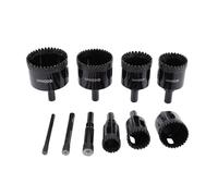 YWBL-WH 10 Brocas para Sierra Perforadora, Dentadas de Acero Al Carbono, Juego de Brocas para Azulejos de Doble Propósito con Plantilla de Guías EVA, para Azulejos de Vidrio Cerámico,