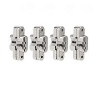YWBL-WH 4 Piezas de Mini Bisagras Cruzadas Ocultas de 1,7 Pulgadas, Bisagras de Puerta Ocultas de Aleación de Zinc de 180 Grados con Enlace Laminado Suave para Joyero, Conector de Puerta