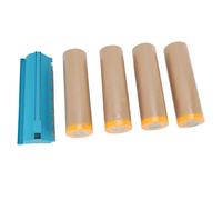 YWBL-WH 4 Rollos de Papel de Enmascarar Pregrabado con Dispensador, Rollo Protector Adhesivo de Pintura de Papel Kraft de 18 Pulgadas y 80 Pies para Marcos de Zócalos de Carrocería,