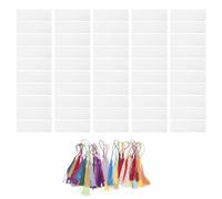 YWBL-WH 50 Marcadores en Blanco, Kit de Creación de Páginas de Libros, Marcadores de Papel de Acuarela Pintables con Borlas Coloridas para Manualidades, Regalos, Escuela, Pintura en el