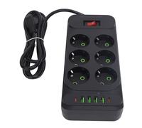 YWBL-WH 6 Ruta de Salida con Puertos USB 2 -C Espacio de ahorro: Diseño de Salvamento para TV Cámaras Chargers Departamento de RVS 9.3x4.1x1.4in 1 PC (BLACK)