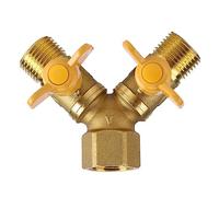 YWBL-WH Adaptador de Grifo de 2 Vías, Conector de Grifo Doble para Riego de Jardín de Latón, Válvulas de Fácil Encendido/apagado, Conexión G1/2, Construcción de Latón Macizo, Nuevo