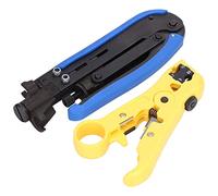 YWBL-WH Alicates Pelacables Juego de Alicates para Prensar Pelacables Coaxiales de Acero y PP ABS con Compresión Ajustable para Cables de Red RG59 RG6 RG11 para Instaladores y Uso Doméstico