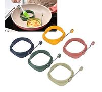 YWBL-WH Anillos de Silicona para Huevos de 5 Piezas, Herramientas para Tortillas de Cocina con Mango de Aislamiento Térmico, Tazas Fritas Cuadradas de Doble Cara Antiadherentes para el