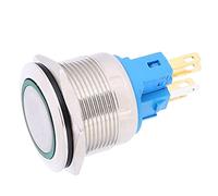 YWBL-WH Botón de 6 Pines, 2 Piezas DC12-24V Interruptor de Botón de 6 Pines, Botón de Reinicio de Anillo IP65 de 22 Mm, Interruptor de Botón Pulsador de 6 Pines, Interruptores de Botón