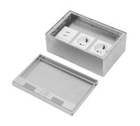 YWBL-WH Caja Tomacorriente Empotrada en el Suelo, Caja de Toma de Corriente con Tapa de Suelo Plano, Kit de Enchufe Plano de Acero Inoxidable de 4KW con 2 Puertos USB Estándar de la UE