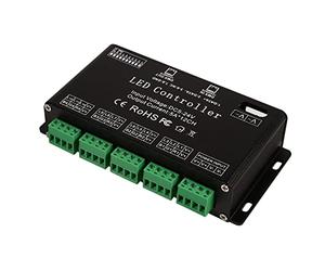 YWBL-WH Decodificador LED DMX de 12 Canales, 5V-24V, 256 Niveles Grises, Atenuador PWM, Controlador DMX512 para Lámparas RGB Individuales con Entrada RJ45