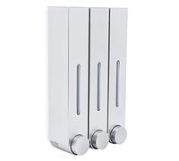 YWBL-WH Dispensador de Líquido de Ducha para Montaje en Pared, Dispensador de champú de Tres Cabezales ABS para Baño de Hotel, Capacidad de 420 Ml, Tipo Prensa, Blanco, Plateado y Negro (6028 Plata