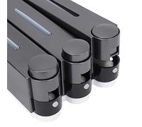 YWBL-WH Dispensador de Líquido de Ducha para Montaje en Pared, Dispensador de champú de Tres Cabezales ABS para Baño de Hotel, Capacidad de 420 Ml, Tipo Prensa, Blanco, Plateado y Negro (6028 Negro