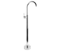 YWBL-WH Grifo de Bañera Independiente, Llenador de Bañera para Montaje en Piso, Latón Macizo, Líneas Curvilíneas Brillantes, Válvula Desviadora de una Sola Manija con Ducha de Mano para