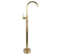 YWBL-WH Grifo de Bañera Independiente, Llenador de Bañera para Montaje en Piso, Latón Macizo, Líneas Curvilíneas Brillantes, Válvula Desviadora de una Sola Manija con Ducha de Mano para (Antigüedad)