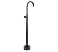 YWBL-WH Grifo de Bañera Independiente, Llenador de Bañera para Montaje en Piso, Latón Macizo, Líneas Curvilíneas Brillantes, Válvula Desviadora de una Sola Manija con Ducha de Mano para (BLACK)