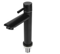 YWBL-WH Grifo Solo Frío de Acero Inoxidable G1/2, Grifo de Lavabo Negro, Monomando de Gran Altura, Mezclador de Lavabo de Baño Cromado (Boquilla recta de perfil bajo (sin tubería))