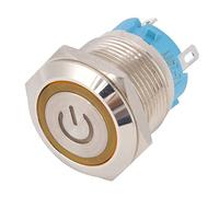 YWBL-WH Interruptor de Botón de Acero Inoxidable con Cabeza Plana, Interruptor de Botón de 19 Mm, 4 Pines, 1 NO, 12 a 24 V CC, IP65, Redondo para Panel de Control, Máquina, Uso en Tablero (YELLOW)