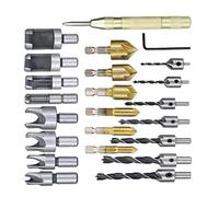 YWBL-WH Juego de Brocas Multifuncionales de Latón y Acero Inoxidable con 23 Piezas para Proyectos de Madera y Metal