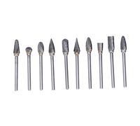 YWBL-WH Juego de Limas Rotativas, Kit de Fresas de Molienda de Carburo de Tungsteno, 10 Piezas, Vástago de 3 Mm, Cabeza de 6 Mm, Corte único para Carpintería, Modelado de Metales, Desbarbado, (Plata
