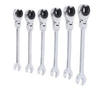 YWBL-WH Juego de Llaves de Trinquete de 72 Dientes, Cabeza de Extremo Abierto Métrica de 6 Piezas con Trinquete Flexible para Tubos de Aire Acondicionado y Tuercas Delicadas, Acero