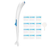 YWBL-WH Kit de Escobilla de Baño Desechable, Estropajo de Limpieza con Largo, Cabezal de Desechable con 12 Recambios Prejabonados, Gancho de Almacenamiento para Baño