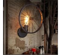 YWBL-WH Lámpara de Pared con Rueda Decorativa, Hierro Industrial Retro para Balcón y Pasillo, Acento de Iluminación para el Hogar y la Cafetería (BLACK)
