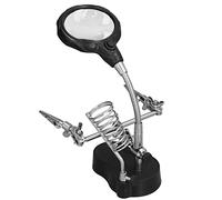 YWBL-WH Lupa para Estación de Soldadura con Luz LED, Soporte de Abrazadera Ajustable, Lente Grande de 3,5X, para Pequeños Proyectos Electrónicos y de Bricolaje