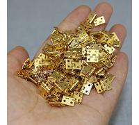 YWBL-WH Mini Bisagras de Latón 20Pcs, 8x10mm, 6.5x5mm, Φ2mm, Latón, Casas de Muñecas, Cajones, Bricolaje, Bisagra Pequeña con Tornillos, Gabinetes Pequeños (GOLD)