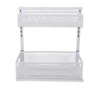YWBL-WH Organizador Debajo del Fregadero, Organizador de Gabinete Extraíble de 2 Niveles de Altura Ajustable con Riel Deslizante de Bola de Grado Industrial, para Cocina, Baño, Armario, (WHITE)