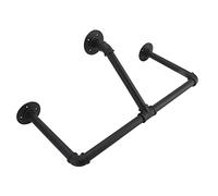 YWBL-WH Perchero de Hierro Rústico, Colgador de Tubería Industrial, Barra para Ropa Montada en la Pared, Barra para Ropa Ajustable Resistente con Juego de Enchufes para Dormitorio, Baño,