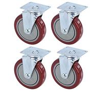 YWBL-WH Ruedas Industriales Pesadas de 4 Paquetes, Ruedas Giratorias de 360° con Pista de Bola de Acero y de PU, para Muebles Carro de Compras Banco de Trabajo (5 pulgadas)