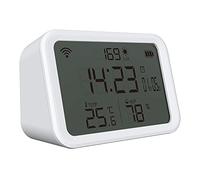 YWBL-WH Sensores de Temperatura y Humedad, Material ABS, Sensores Inteligentes 4 en 1 con Visualización de Fecha y Hora para Uso Doméstico de Oficina