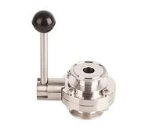 YWBL-WH Válvula de Acero Inoxidable, Válvula Sanitaria 304 de Abrazadera de Conexión Rápida de Acero Inoxidable, PN1.6, 150 ℃ 302 ℉, OD 19 Mm 0,75 Pulgadas para Uso en Control de Fluidos de Tuberías