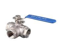 YWBL-WH Válvula de Bola de Acero Inoxidable Tipo T de Tres Vías DN20 3/4 Pulgadas para Control de de Aceite de Agua, Construcción de Acero Inoxidable 304, Resistencia a Alta Presión de hasta 6,4