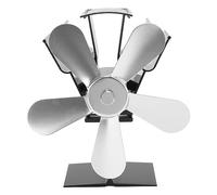 YWBL-WH Ventilador de Estufa Alimentada por Calor de 5 Cuchillas, Circulación de Flujo de Aire Grande, bajo Ruido, Ahorro de Energía, Ecológico para la Estufa de Leña de la Chimenea (SILVER)